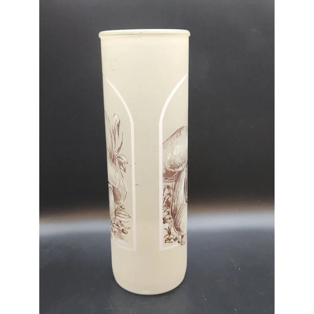 Vintage 70s Frosted Glass Mushroom Candle Holder Cylinder Sleeve Cottagecore 9